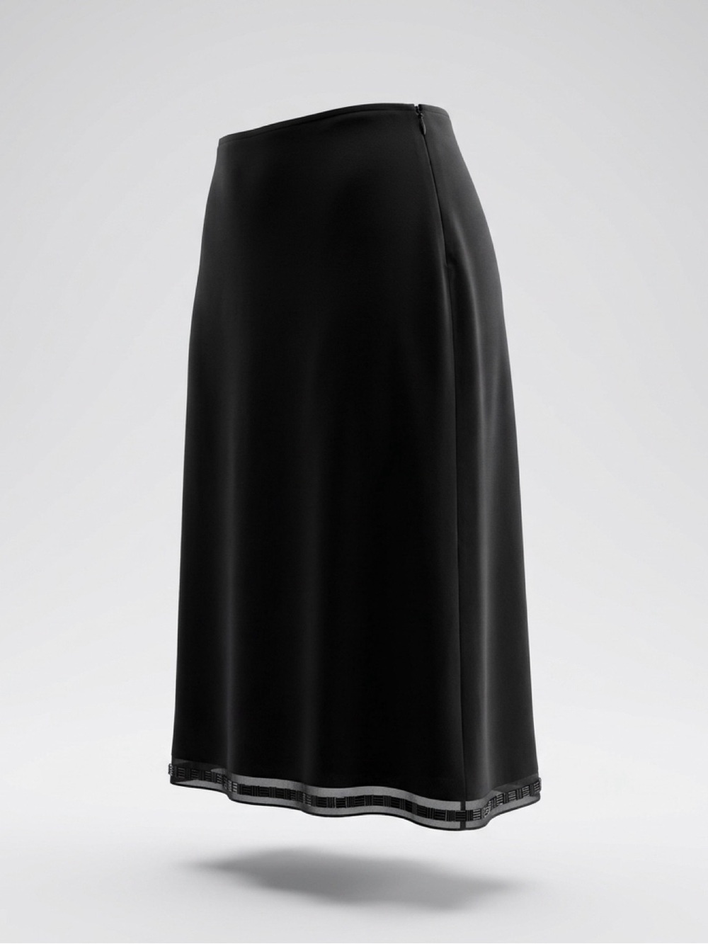 Apostrophe Black Midi Skirt with Hem Trim